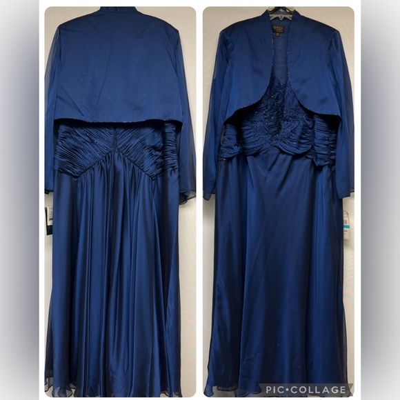 Ignite evenings chiffon long dress and jacket - Picture 3 of 12